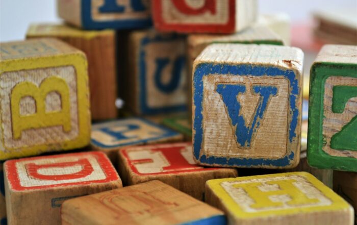 assorted-color alphabet cube toy lot